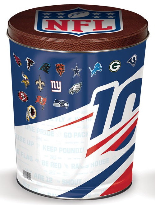 NFL 100 Years (2019) 3-Flavor Gourmet Popcorn Tin (3-Gallon) (CLEARANCE)