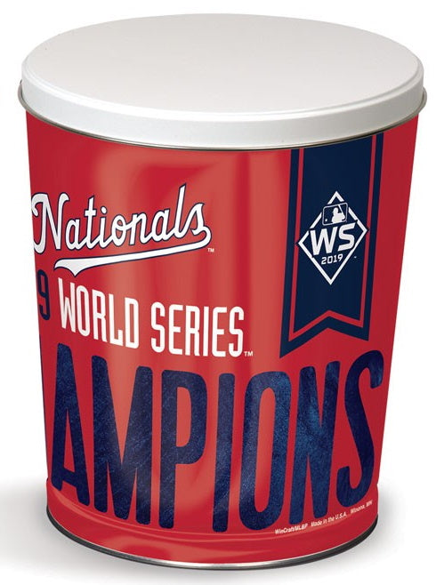 Washington Nationals World Series Champions (2019) 3-Flavor Gourmet Popcorn Tin (3-Gallon) (CLEARANCE)